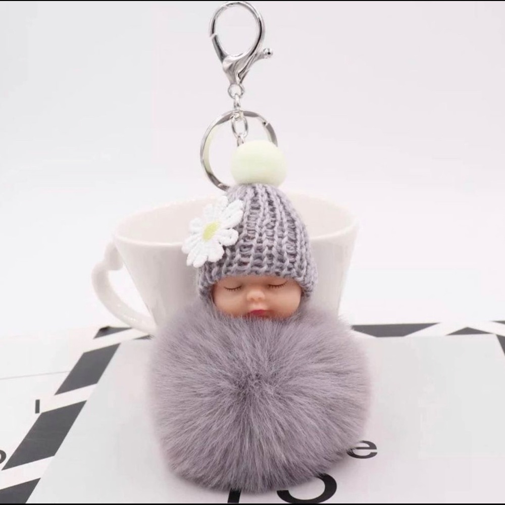 Cute fluffy baby keychain
